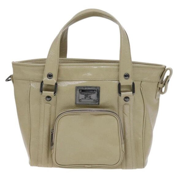 BURBERRY Blue Label Tote Bag Enamel Beige Auth ti2940 - Picture 2 of 16